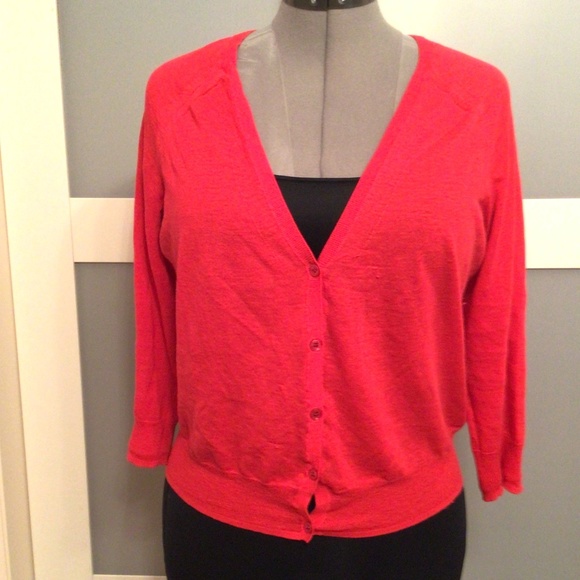 Tory Burch Sweaters - Tory Burch Cotton V- Neck Red Cardigan